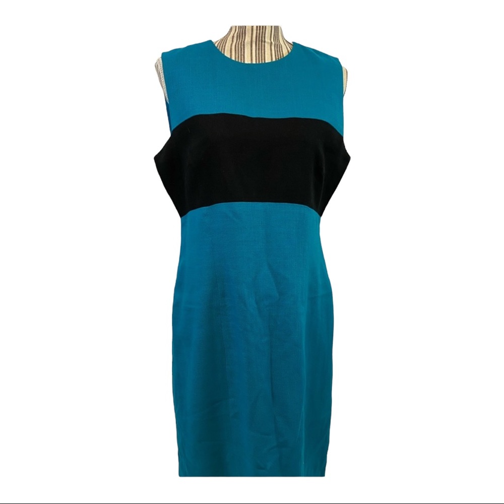 Vintage blue & black sleeveless long maxi dress